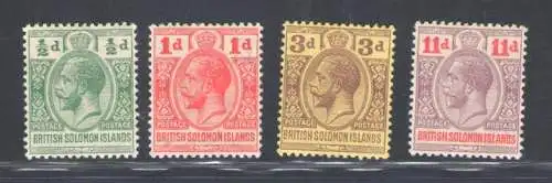 1913 Britische Salomonen - Stanley Gibbons n. 18/21 - MH*
