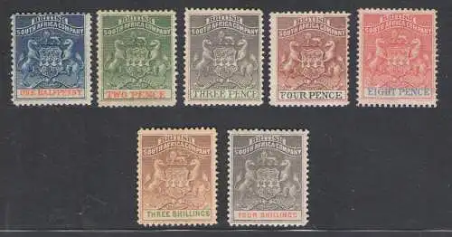 1892-94 British South Africa Company, Stanley Gibbons Nr. 18/26 - postfrisch**