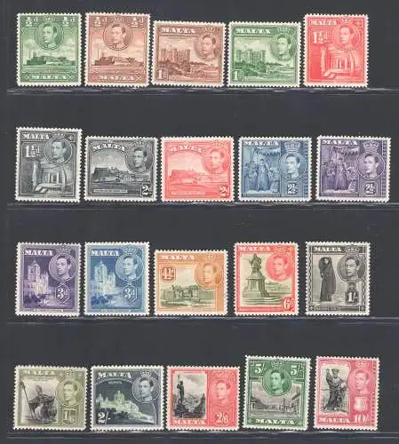 1938-43 MALTA, Stanley Gibbons Nr. 218/31 - postfrisch**