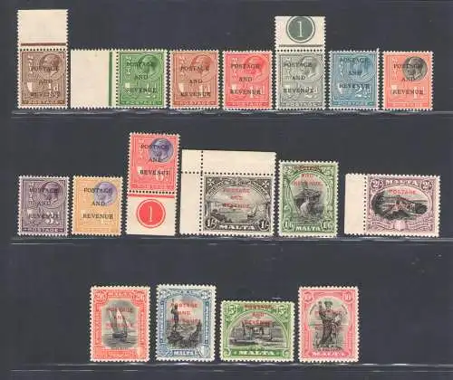 1928 MALTA, Stanley Gibbons Nr. 174/92 - 17 Werte - postfrisch**