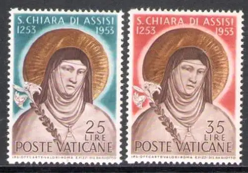 1953 Vatikan, Santa Chiara Nr. 169/70 - postfrisch**