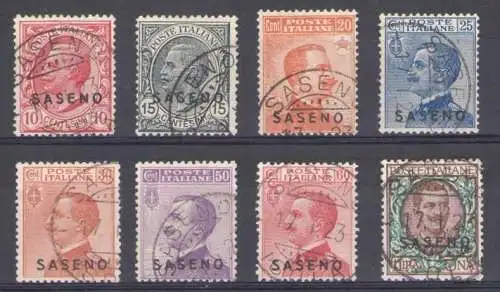 1923 SASENO, Briefmarken Italiens überstampft, Nr. 1/8,8 Werte, gebraucht