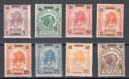 1926 Somalia, Nr. 73/80, Löwen und Elefanten, 8 Werte, postfrisch**