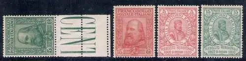 1910 Italien - Königreich - Garibaldi, Sächsischer Katalog Nr. 87-90, 4 Werte, postfrisch **