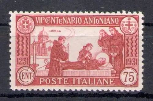 1931 Italien - Königreich, 7 Centennial Geburt San Antonio, Nr. 299 - postfrisch**