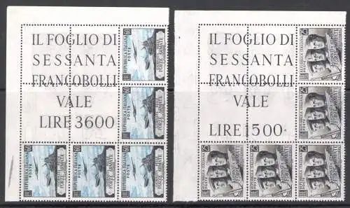 1952 Italien Republik, Eckblock der Streitkräfte Nr. 19/20, postfrisch**