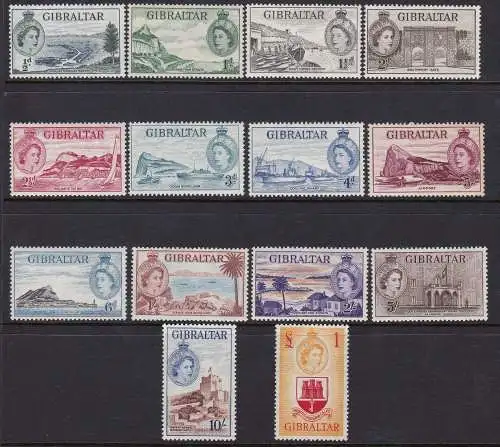 1953-59 Gibraltar, Stanley Gibbons Nr. 145/158 - 14 Werte - postfrisch**