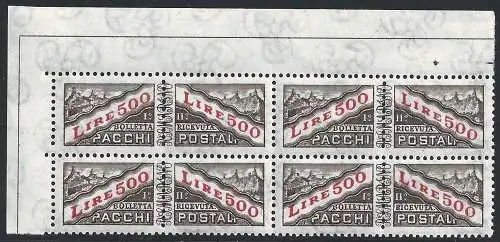 1971 SAN MARINO, Postpakete Nr. 46 mnh / ** quartina