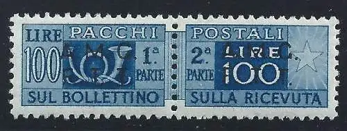 1947-48 TRIEST A - PP 9/I 100 Blaue Lire D 13 1/4 MLH/* ZENTRIERT