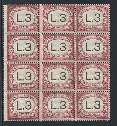 1919 SAN MARINO, Tassen Nr. 7 mnh /** 12er block