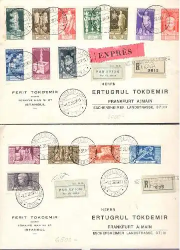 1937 Königreich Italien, Zweitausendjahr des Augustus Nr. 416/25+A110 bei Reisebriefen