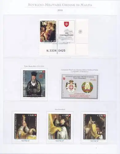 2010 SMOM - Komplettes Jahr, neue Briefmarken, 33 Werte + 6 Blätter - auf 9 Marini Update-Blättern - postfrisch**