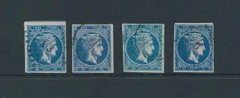 1862 Griechenland, Nr. 21+a+b+c 20 lepta Signatura Raybaudi - AD