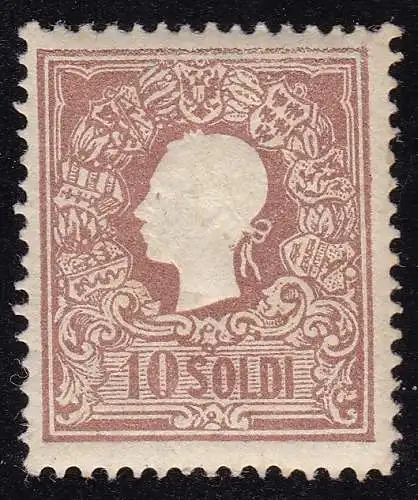 1858 LOMBARD VENETO, Nr. 26b 10s. dunkelbraun I. Typ MLH/*