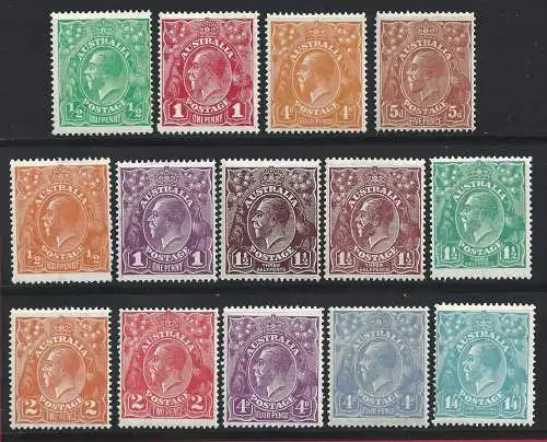 1914-23 AUSTRALIEN, SG 20/23+56/66 14 MH/MLH Werte