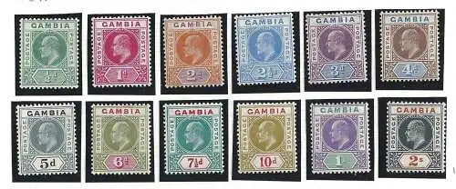 1904-06 GAMBIA - Stanley Gibbons Nr. 57/68 Serie von 12 Werten - Edward VII Bildnis - MLH*