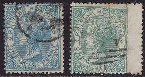 1865 BRITISH HONDURAS, SG 1+3 GEBRAUCHT
