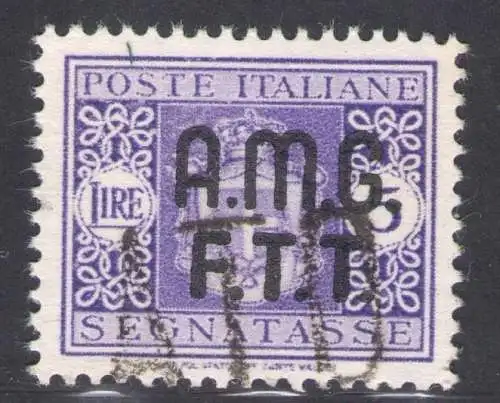 1947 TRIEST A Kennzeichen 5 Lire violett ohne Wasserzeichen gebraucht zentriert 4A