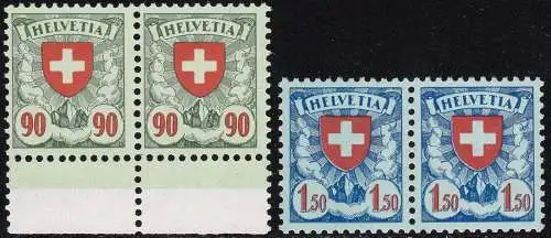 1924 SCHWEIZ, Nr. 208b+210b Wappen 2 Werte im Drehmoment MNH/**