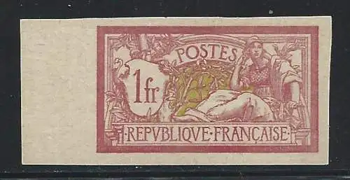 1900 FRANKREICH Nr. 121 1 Fr. NICHT GEZAHNT POSTFRISCH** signiert braun