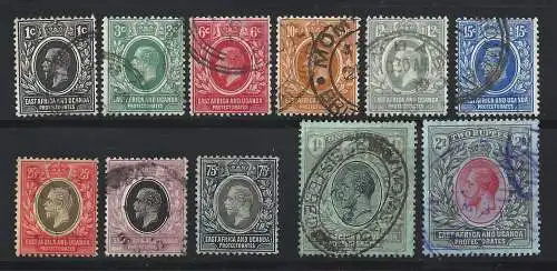 1912-21 OSTAFRIKA UND UGANDA - SG 44/54 GEBRAUCHT