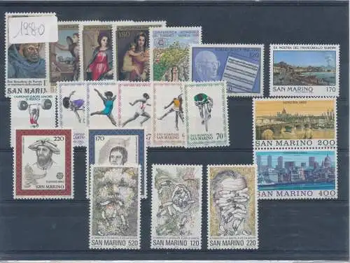 1980 San Marino, neue Briefmarken, Vollständiges Jahr 20 Werte - postfrisch**