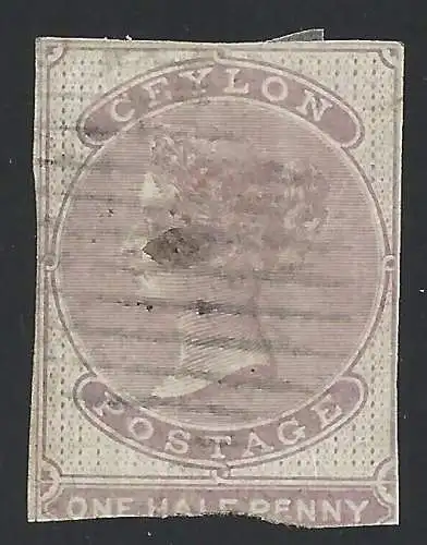 1857 CEYLON - SG Nr. 16 1/2d rötlich lila GEBRAUCHT