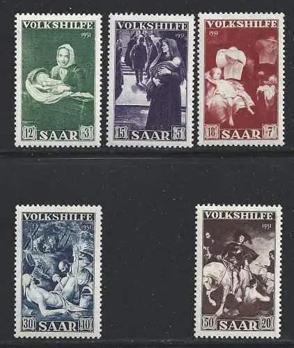 1951 SAARLAND, Nr. 296/300 5 MNH/** Werte