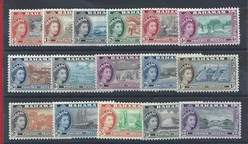 1954-63 Bahamas - Stanley Gibbons Nr. 201/216 - 16 Werte - postfrisch**