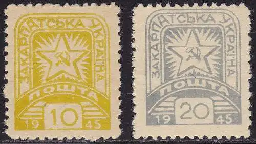 1945 UKRAINE SUBCARPATICA - Nr. 87/88 2 MNH/** Werte