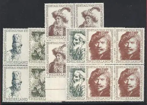 1956 NIEDERLÄNDISCH - Nr. 649/653 5 MNH Werte/** Viererblock