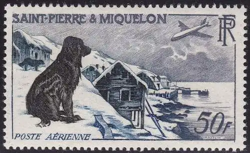 1955 ST. PIERRE ET MIQUELON - PA 24 50f. bistre-schwarz MNH/**