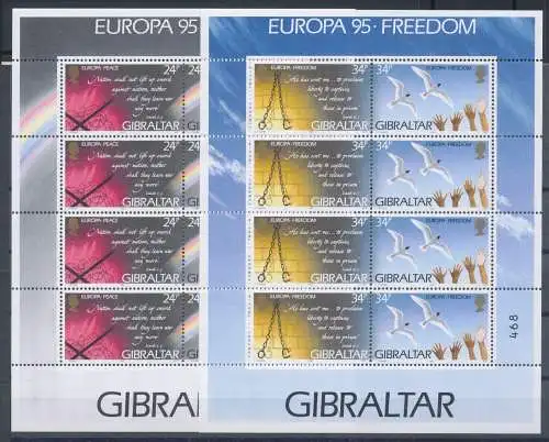 1995 EUROPA CEPT Gibraltar/Gibraltarr 2 Minifos mit 4 mnh-Werten**