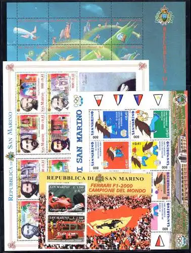 2001 San Marino, Vollständiges Jahr, neue Briefmarken 30 Werte + 4 Blätter - postfrisch**