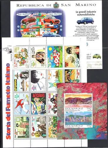 1997 San Marino, Vollständiges Jahr, neue Briefmarken 36 Werte + 3 Blätter - postfrisch**