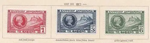 1927 Griechenland - Griechenland, Generalbildnis Charles Fabvier, Nr. 366/368, 3 MH Set*