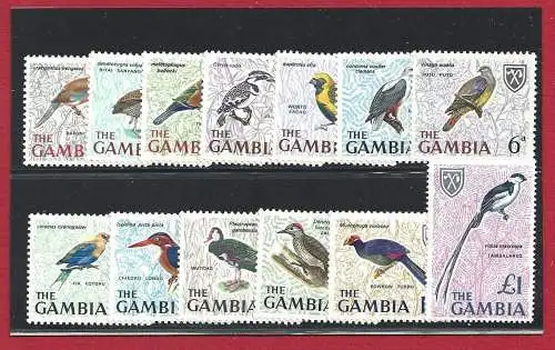 1966 GAMBIA - Uccelli - Birds, Yv. n. 208/220 Ordentlich 13 val. postfrisch/**