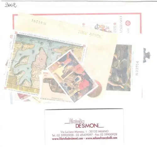 2002 Smom, neue Briefmarken, kompletter Jahrgang 29 Werte + 3 Blätter - postfrisch**