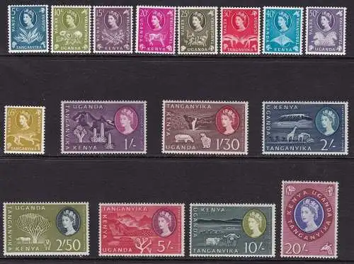 1960-62 KENIA UGANDA TANGANIKA, SG Nr. 183/198 postfrisch/**