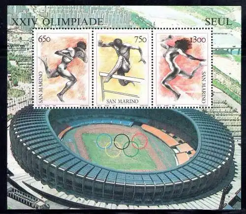 1988 San Marino, Vollständiges Jahr, neue Briefmarken 24 Werte + 1 Blatt - postfrisch**