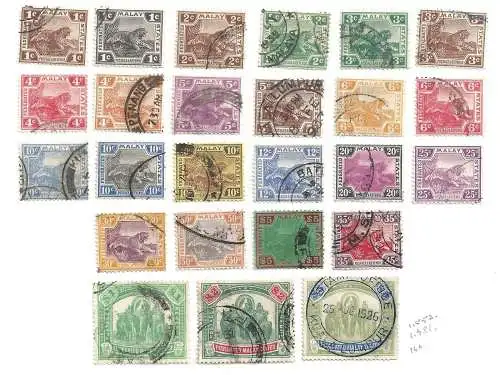 1922-34 FEDERATED MALAY STATES - SG Nr. 52-82 25 Werte GEBRAUCHT