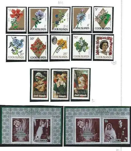 1972-75 AITUTAKI, Yvert von Nr. 32 bis Nr. 147 + 3 BF - Sammlung - postfrisch ** Insgesamt 240 Euro