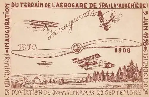 1938 BELGIEN, Tag der Luftfahrt in Spa - Erstflug Spa-Brüssel
