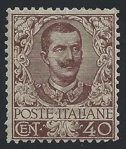 1901 Italien - Königreich, Nr. 74 Floreale 40cent - postfrisch ** Abkürzung A. Diena