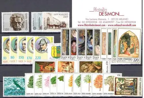 1979 San Marino, Vollständiges Jahr, neue Briefmarken 33 Werte - postfrisch**