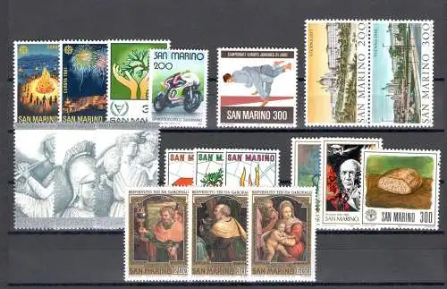 1981 San Marino, Vollständiges Jahr, neue Briefmarken 19 Werte + 1 Blatt - postfrisch**