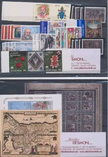 1999 Vatikan, neue Briefmarken, Vollständiges Jahr 39 Werte + 3 Blätter - postfrisch **