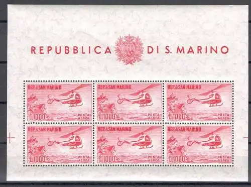 1961 San Marino, Vollständiges Jahr, neue Briefmarken 22 Werte + 2 Blätter (Hubschrauber + Europa 1961) - postfrisch **