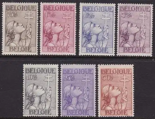 1933 Belgien - Lothringer Kreuz Nr. 377/383 Serie von 7 MNH-Werten/**