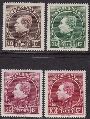1929 Belgien - COB Katalog Nr. 289/292 Bildnisse von König Albert I. - Typ Montenez - 4 Werte - postfrisch**
